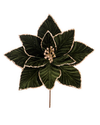 Werchristmas Sage Green Velvet Artificial Poinsettia Flower, 30 Cm - image 1