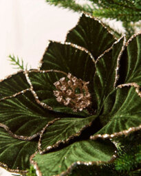 Werchristmas Sage Green Velvet Artificial Poinsettia Flower, 30 Cm - thumbnail 3