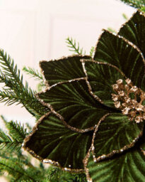 Werchristmas Sage Green Velvet Artificial Poinsettia Flower, 30 Cm - thumbnail 4