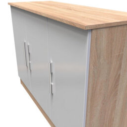 Trent 3 Door Sideboard In Grey & Bardolino Oak (Ready Assembled) - thumbnail 4