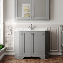Hudson Reed Floor Standing 4-Door Angled Vanity Unit With 1 Tap Hole White Marble Top & Basin, Storm Grey, 1036X470mm - thumbnail 2