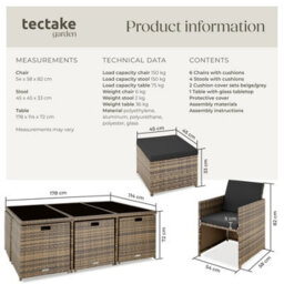 Tectake New York 6+4+1 Aluminum Rattan Seating Set With Protective Cover - Nature - thumbnail 6