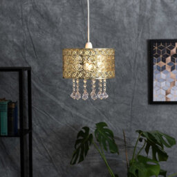 Valuelights Enna Modern Intricate Pattern Gold Ceiling Light Shade With Jewel Droplets (D)25Cm - thumbnail 4