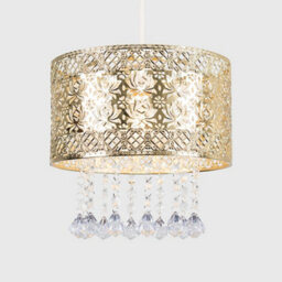 Valuelights Enna Modern Intricate Pattern Gold Ceiling Light Shade With Jewel Droplets (D)25Cm - thumbnail 2