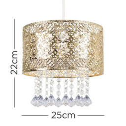 Valuelights Enna Modern Intricate Pattern Gold Ceiling Light Shade With Jewel Droplets (D)25Cm - thumbnail 6