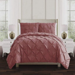 TheWhiteWater Limited Pintuck Duvet Cover Set + Matching Pillowcases, Hand Stitches Quilt Bedding Set - Pink Dusky - thumbnail 7