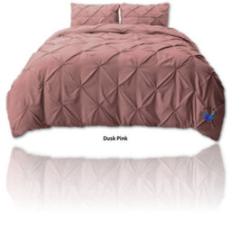 TheWhiteWater Limited Pintuck Duvet Cover Set + Matching Pillowcases, Hand Stitches Quilt Bedding Set - Pink Dusky - thumbnail 8