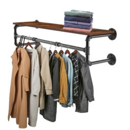 "Fativo Artloge 42"" Industrial Wall-Mounted Clothes Rack With Shelf Clothes Hanging Bar Shop Display Stand" - thumbnail 1