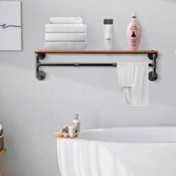 "Fativo Artloge 42"" Industrial Wall-Mounted Clothes Rack With Shelf Clothes Hanging Bar Shop Display Stand" - thumbnail 3