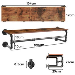 "Fativo Artloge 42"" Industrial Wall-Mounted Clothes Rack With Shelf Clothes Hanging Bar Shop Display Stand" - thumbnail 5