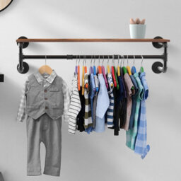 "Fativo Artloge 42"" Industrial Wall-Mounted Clothes Rack With Shelf Clothes Hanging Bar Shop Display Stand" - thumbnail 4