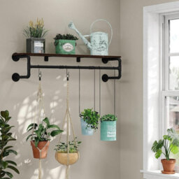 "Fativo Artloge 42"" Industrial Wall-Mounted Clothes Rack With Shelf Clothes Hanging Bar Shop Display Stand" - thumbnail 9