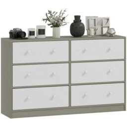 Homcom Chest Of Drawers, 6 Drawer Dresser For Bedroom, White And Grey - thumbnail 2