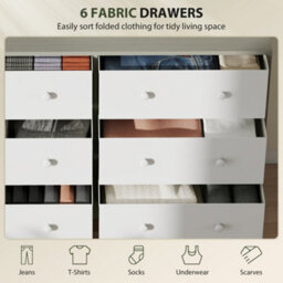 Homcom Chest Of Drawers, 6 Drawer Dresser For Bedroom, White And Grey - thumbnail 4