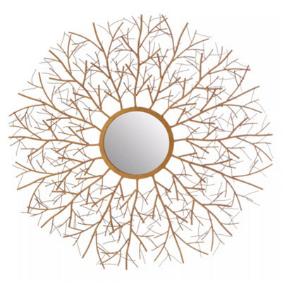 Orsina Delicate Twig Wall Mirror, Luxurious Round Accent Mirror, Contemporary Design Decorative Round Mirror - image 1