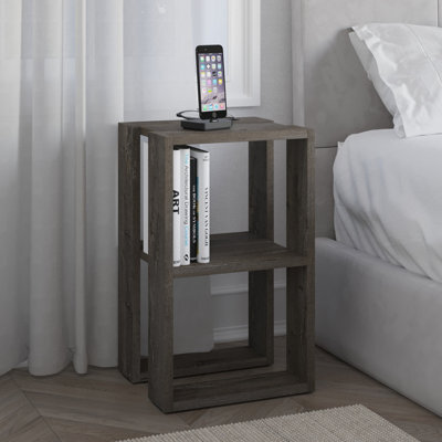 Decortie Lonie Modern Slim Bedside Table Nightstand 34Cm Bedroom Dark Coffee H 55Cm - image 1