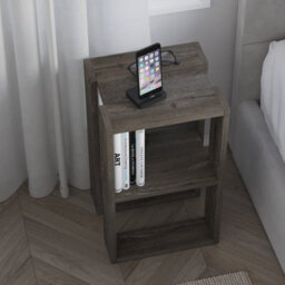 Decortie Lonie Modern Slim Bedside Table Nightstand 34Cm Bedroom Dark Coffee H 55Cm - thumbnail 8