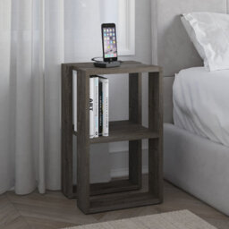 Decortie Lonie Modern Slim Bedside Table Nightstand 34Cm Bedroom Dark Coffee H 55Cm - thumbnail 1