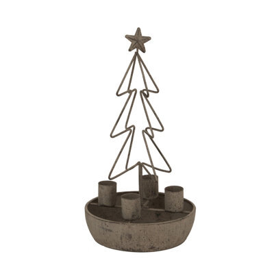 Rustic Outline Tree And Star Candle Holders - image 1