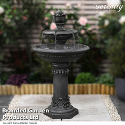 Garden Gear Serenity Two Tier Water Fountain Water Feature - Classic Design, Self-Contained, Polyresin Construction