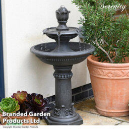 Garden Gear Serenity Two Tier Water Fountain Water Feature - Classic Design, Self-Contained, Polyresin Construction - thumbnail 2