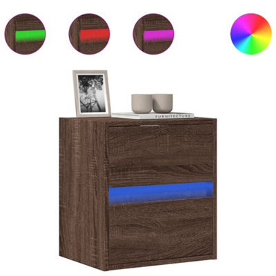 Berkfield Durable Tv Wall Cabinet With Led Lights Brown Oak 41X31X45 Cm - image 1