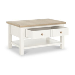 Farro Coconut White  Coffee Table With Washed Oak Top - By Roseland Furniture - thumbnail 6