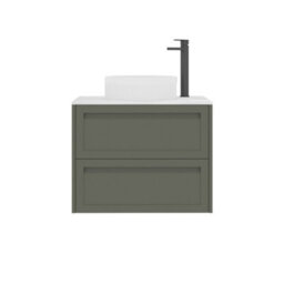 Royal Bathrooms Royal Bathroom Elmore 700mm Matt Green Wall Mounted Countertop Bathroom Vanity Unit 2 Drawer With Round Basin - thumbnail 7
