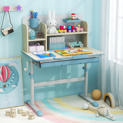Costway Kids Study Desk Student Learning Writing Table W/ Tilt Desktop & Hutch - image 1