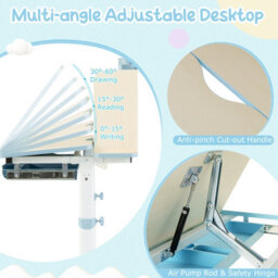 Costway Kids Study Desk Student Learning Writing Table W/ Tilt Desktop & Hutch - thumbnail 6