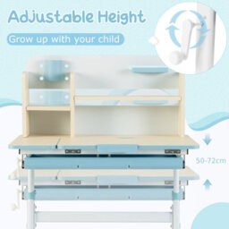 Costway Kids Study Desk Student Learning Writing Table W/ Tilt Desktop & Hutch - thumbnail 5