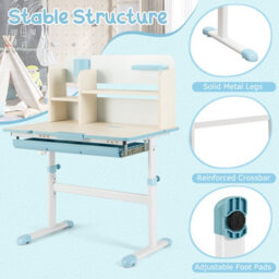Costway Kids Study Desk Student Learning Writing Table W/ Tilt Desktop & Hutch - thumbnail 8