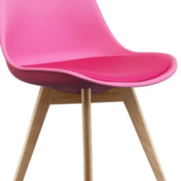 Fusion Living Soho Bright Pink Plastic Dining Chair With Squared Light Wood Legs - thumbnail 3