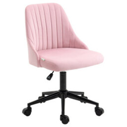 Vinsetto Velvet Office Chair With Adjustable Height And Wheels, Pink - thumbnail 2