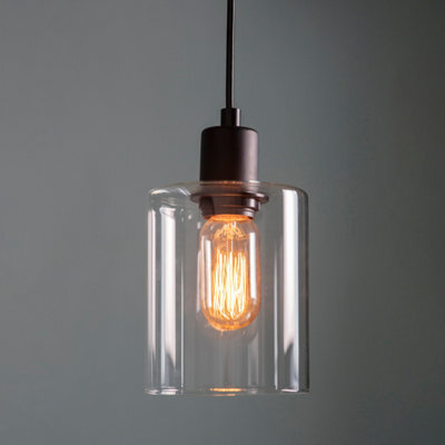 Anson Lighting Newbrook Pendant Light Finished In Matt Black And Clear Glass - image 1