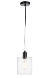 Anson Lighting Newbrook Pendant Light Finished In Matt Black And Clear Glass - thumbnail 5