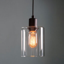 Anson Lighting Newbrook Pendant Light Finished In Matt Black And Clear Glass - thumbnail 1