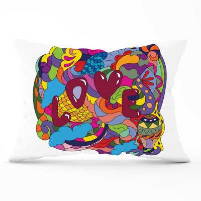 Warren Reed Designer Motley Doodling Love Cushions 33Cm X 48Cm