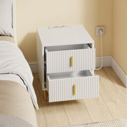 Bedside Table Bedside Cabinet White Nightstand With 2 Drawers And Charging Station,sobuy Fbt115-E-W - thumbnail 5