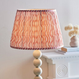 Luminosa Lighting Luminosa Higgledy Gloss Almond White Paint Floor Lamp With Coral Pink Fabric Ripple Shade 35Cm E27 - thumbnail 4