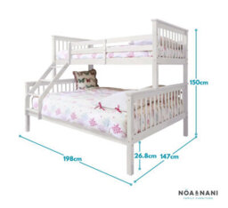Nöa & Nani Noa & Nani Triple Kids Solid Wood Bunk Bed With Single And Double Bed In Classic White Hanna - thumbnail 8