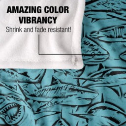 Royce Mcclure Silky Great White Shark Woodcut Supersoft Blanket Blue/black (152Cm X 127Cm) - thumbnail 4