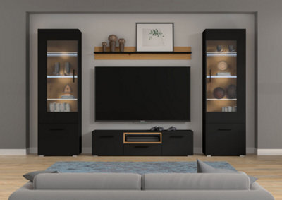 Arte Anette C - Chic Modular Entertainment Unit (H1900mm W1630mm D440mm) - Four Piece Living Room Furniture Set In Black - image 1