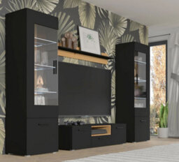 Arte Anette C - Chic Modular Entertainment Unit (H1900mm W1630mm D440mm) - Four Piece Living Room Furniture Set In Black - thumbnail 3