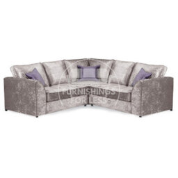 Furnishings For Less UK Crystal Crushed Velvet Fabric 5 Seater L Shaped Corner Sofa  Mink - Full Back - thumbnail 1