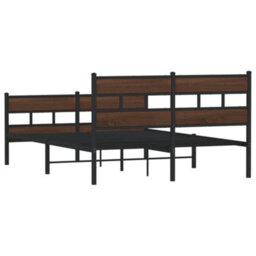 Berkfield Metal Bed Frame Without Mattress Brown Oak 150X200 Cm King Size - thumbnail 6
