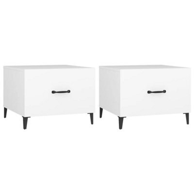 Berkfield Industrial Coffee Table With Metal Legs 2 Pcs White 50X50X40 Cm - image 1