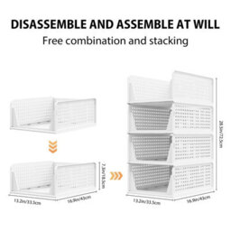 Wardrobe Storage Organiser 4 Pack Stackable Clothes Storage Drawers - thumbnail 5