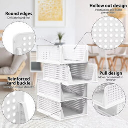 Wardrobe Storage Organiser 4 Pack Stackable Clothes Storage Drawers - thumbnail 4