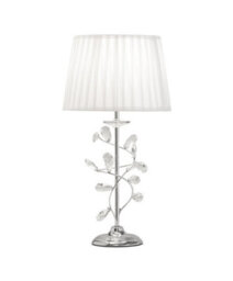 Lighting Supermarket Crystal Leaf Elegant Modern Design Chrome Table Lamp With Ivory Pleated Shade - thumbnail 2